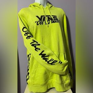 Vans checkered neon yellow unisex hoodie size medium